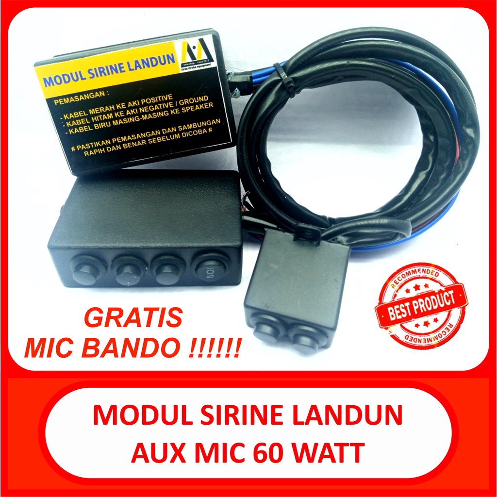 modul landun aux mic 60 watt tombol slim klakson