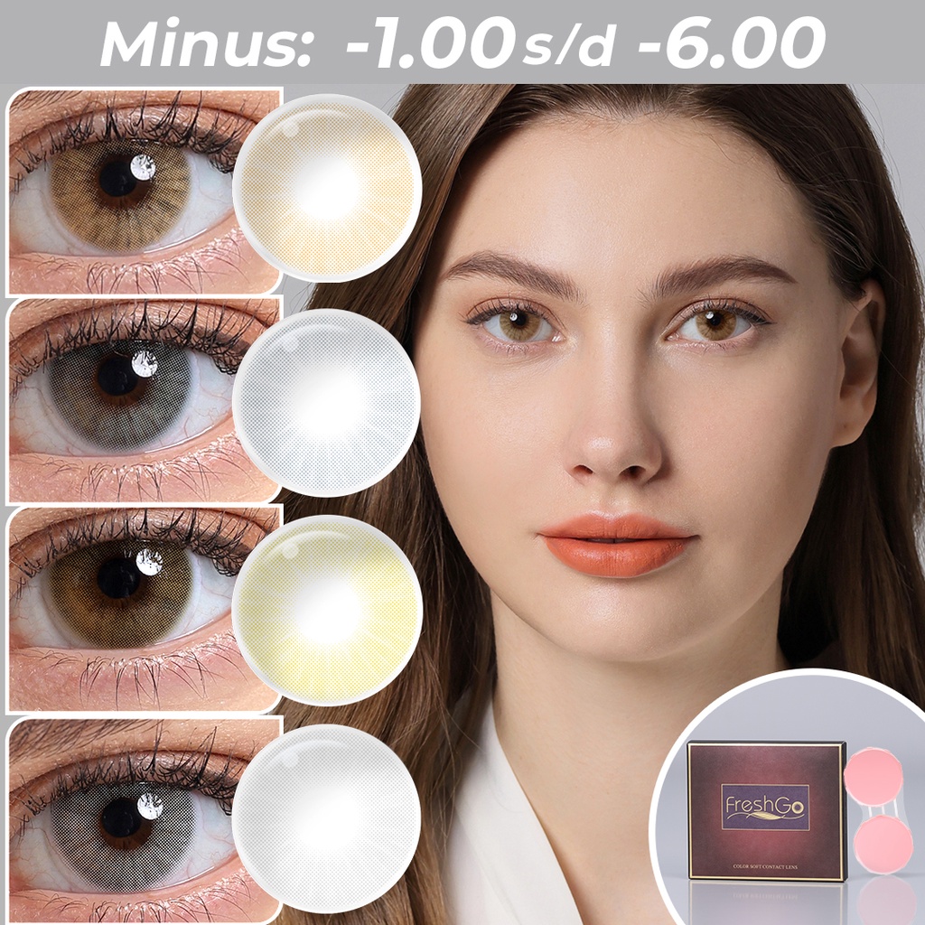 (COD）softlens minus(-1.00s/d-6.00) lcy gray Lensa kontak warna Korea Bestseller diameter 14.20 MM  kadar air 40% softlensmurah