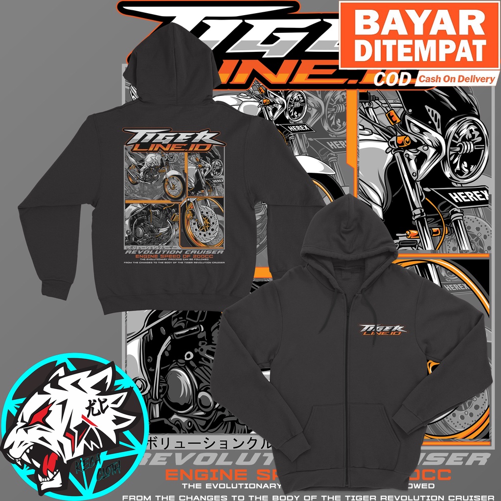 JAKET ZIPPER HONDA TIGER HEREX REVOLUTION CRUISER BIG SIZE JUMBO JAKET HEREX COWOK CEWEK