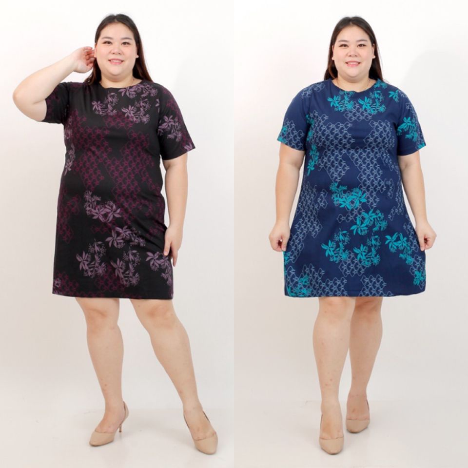 DRESS BATIK MODERN WANITA JUMBO 038F BIG SIZE LD 120cm XXL XXXL BAJU HAMIL PESTA KERJA KANTOR FORMAL