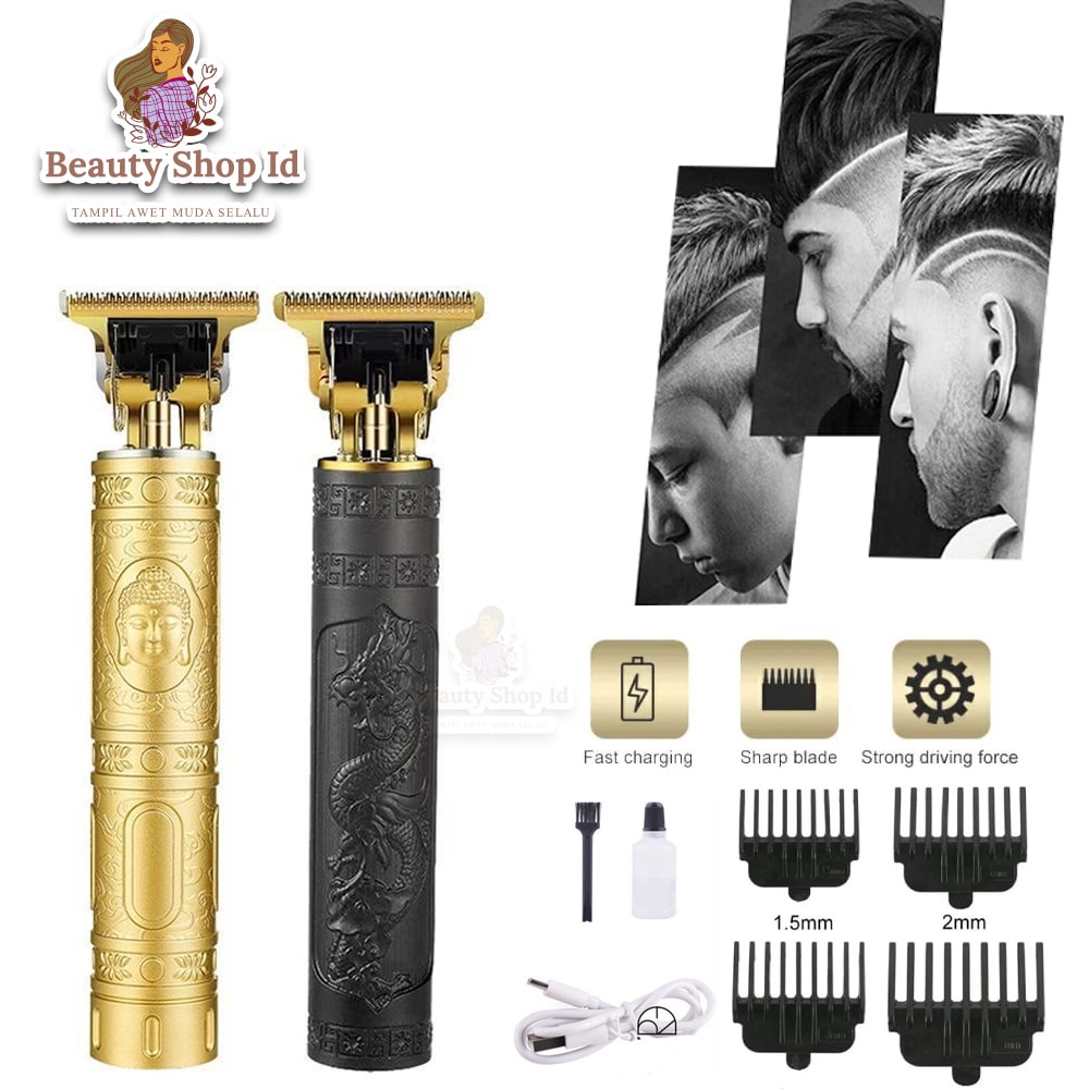 Beauty Jaya - Alat Cukur Rambut/Jenggot Elektrik Naga T9 Vintage USB Rechargeable Mesin Potong Rambut Hair Clipper