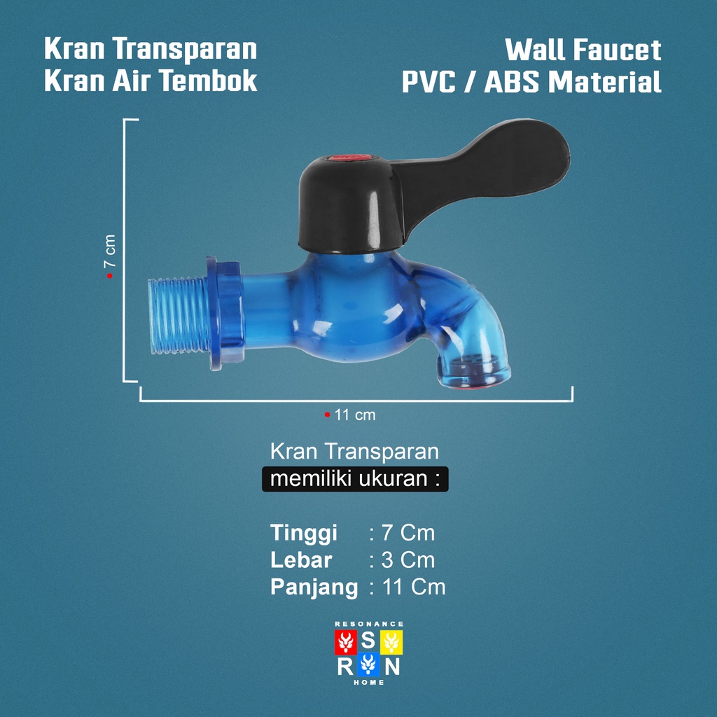 Kran Plastik Transparan 1/2 Inchi / Keran Kran Tembok Cuci Piring Resonance Home