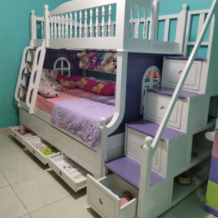 LJ1 tempat tidur tingkat anak, bed tingkat, ranjang susun, bunk bed