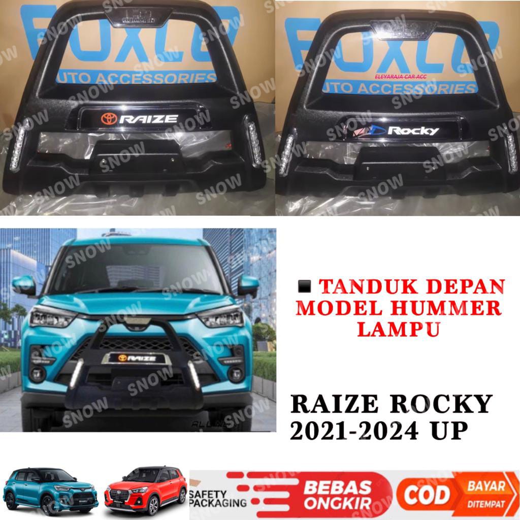 Tanduk Depan Bumper Raize Rocky 2021 2023 2024 Hummer LED Lampu