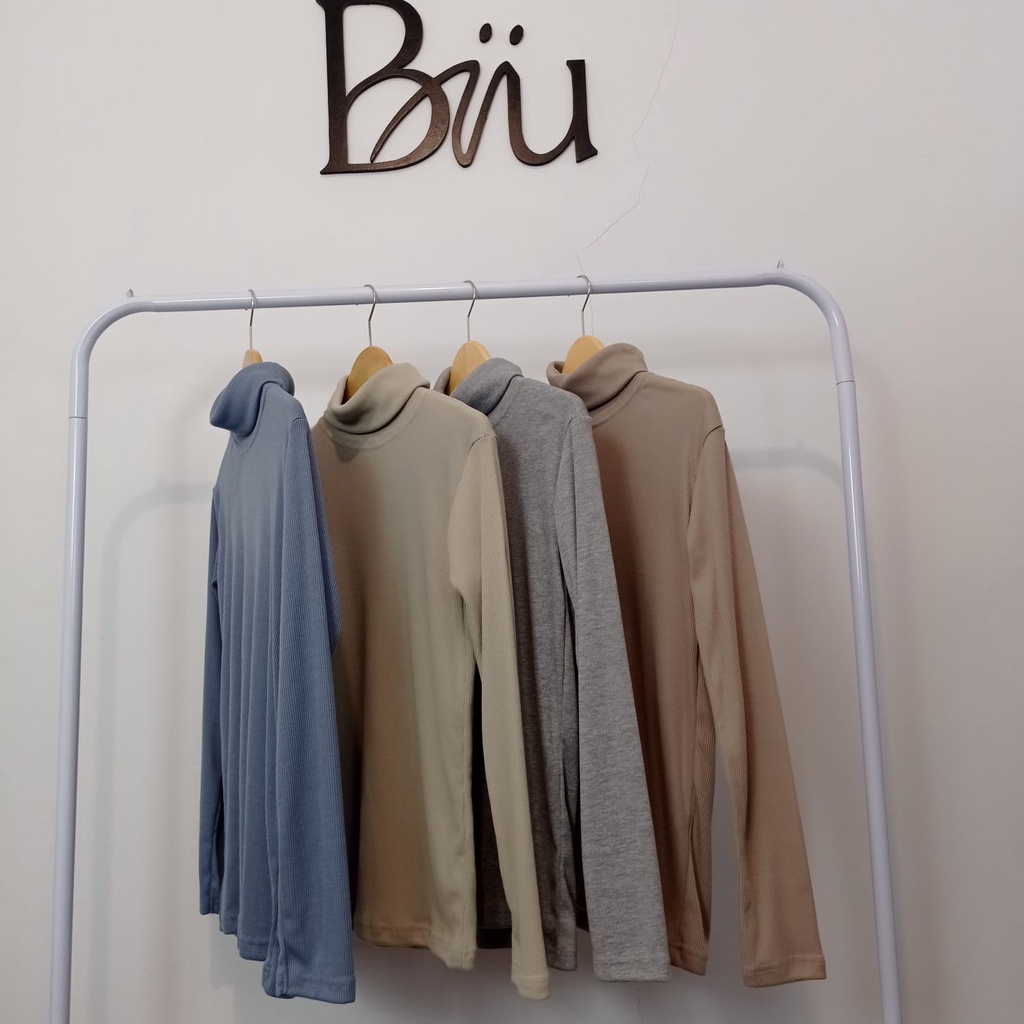 BIIU Mima Baju Kaos Roller Turtleneck Rib Knit Tangan Panjang