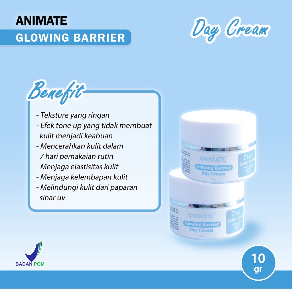 Animate Glowing Barrier Series Krim Pemutih Day Cream Animate Night Cream Skin Barier Facial Wash Animate Toner Glowing Paket Glowing Animate Skincare