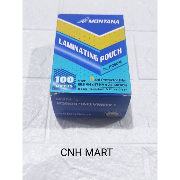 

Laminating Pouch 250 Micron Ktp Montana 1Pak Isi 100 Lembar / Plastik E-Tol.Sim.Ktp