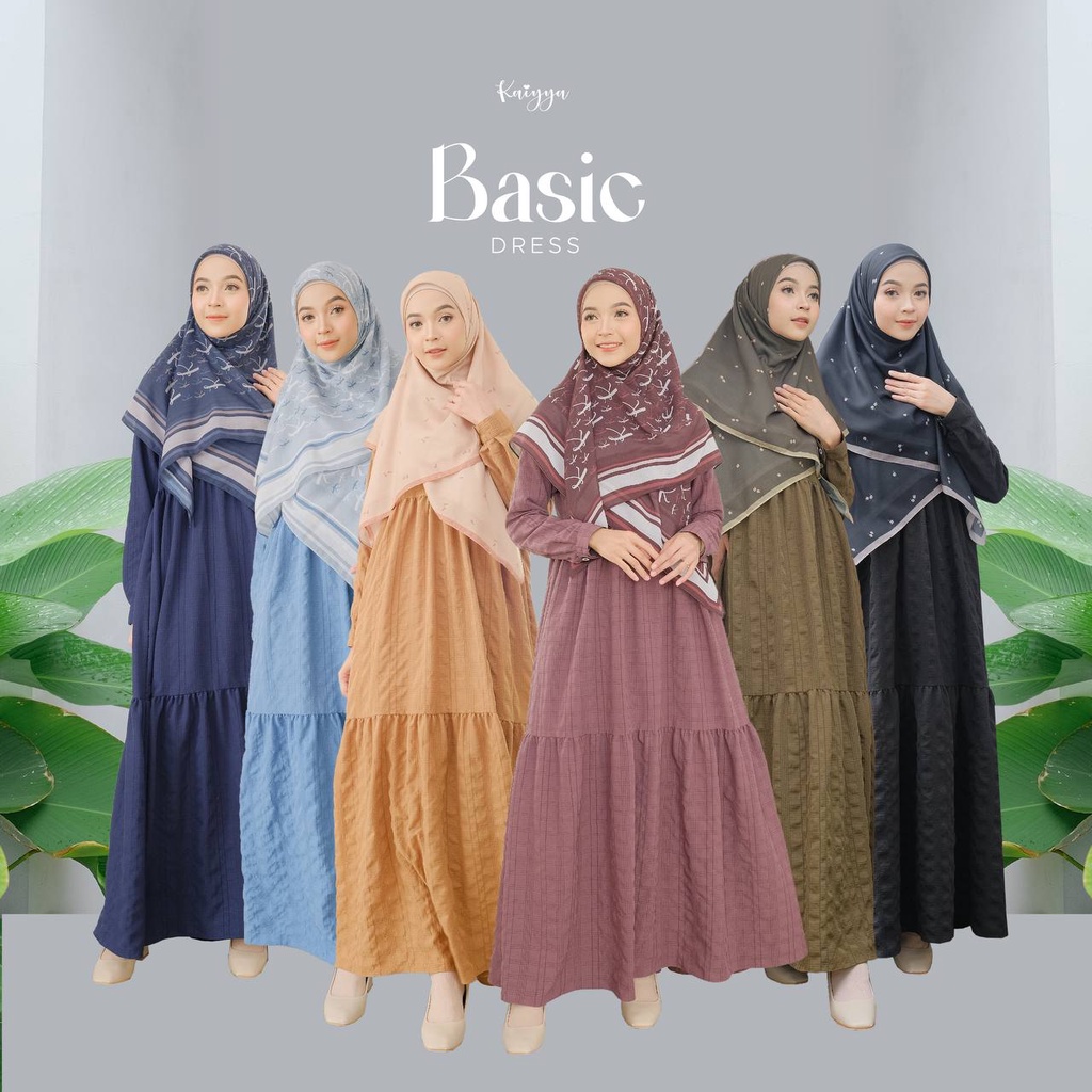 Basic Dress Gamis Polos Bahan Crinkle by Kaiyya
