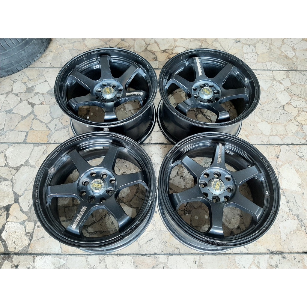 Velg Racing Volk Rays TE37 Ring 16 Lebar 7/8,5 Pcd 4x100 4x114 ET 40/35 Warna Hitam