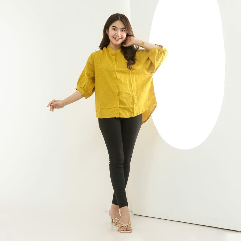 Baju Blouse Wanita Oversize Bahan Katun Linen Premium