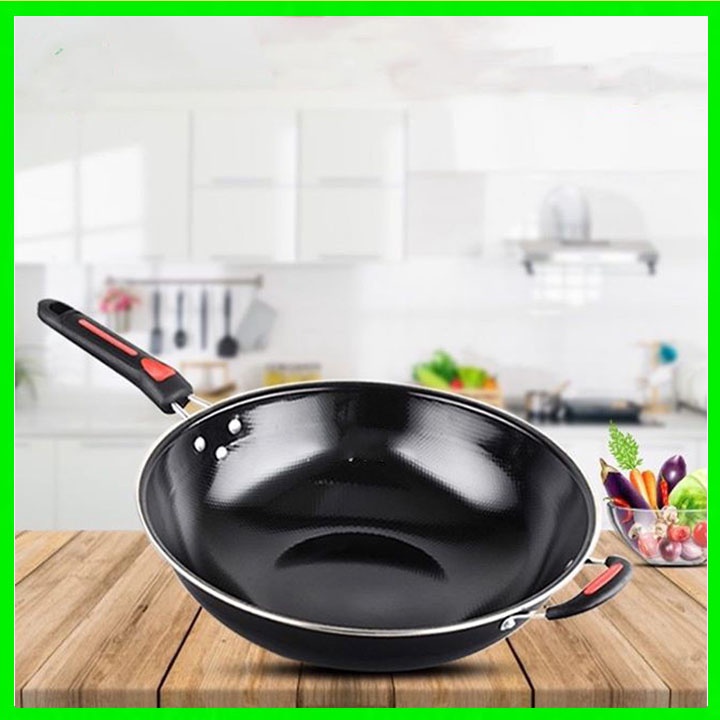 WAJAN GAGANG//WAJAN GAGANG VICO 32CM ENAMEL ANTI LENGKET / WAJAN TEFLON GAGANG 32CM / WAJAN PENGGORE