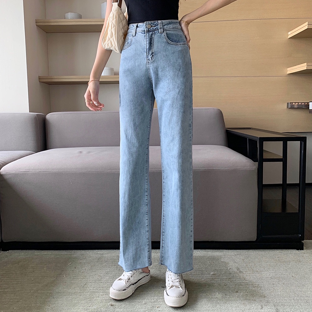 Highwaist Kulot Loose Jeans Wanita Rawis Korea Style Kekinian