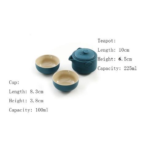 NP - Ceramic Tea Set Portable 1 Pot 2 Cups Travel With Bag / Set TeaPot Cup