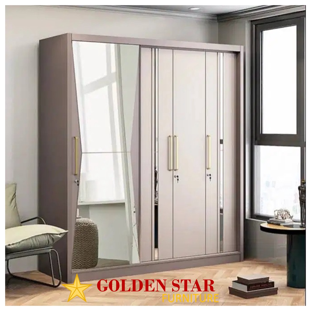 Lemari Pakaian - Wardrobe LP VOLARE 4DSS Pastel Grey