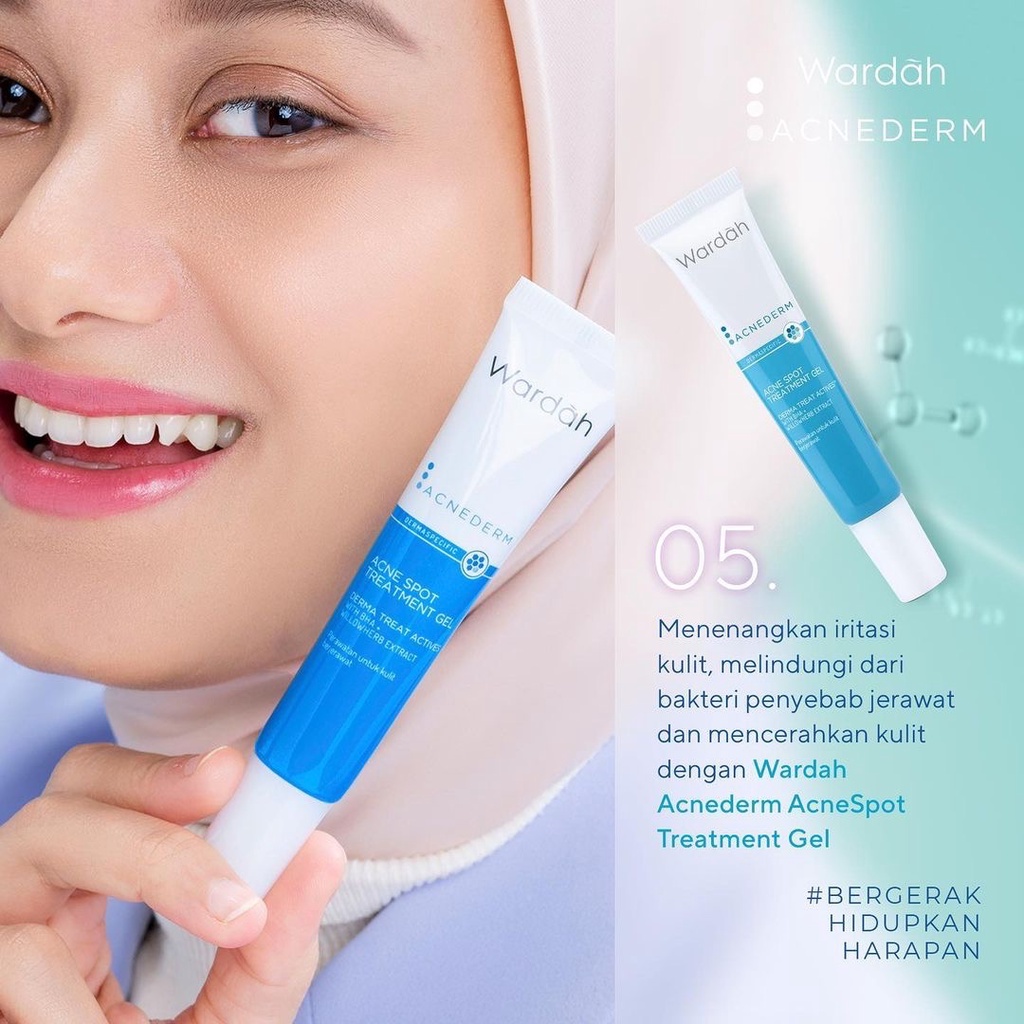 WARDAH Acnederm Acne Spot Treatment Gel Indonesia / Obat Totol Jerawat 15ml / Derma Treat Actives With BHA + Willowherb Extract / Perawatan Untuk Kulit Berjerawat Acnes Skincare Face Care Series / Foaming Cleanser Toner Serum Day Night Moisturizer Powder