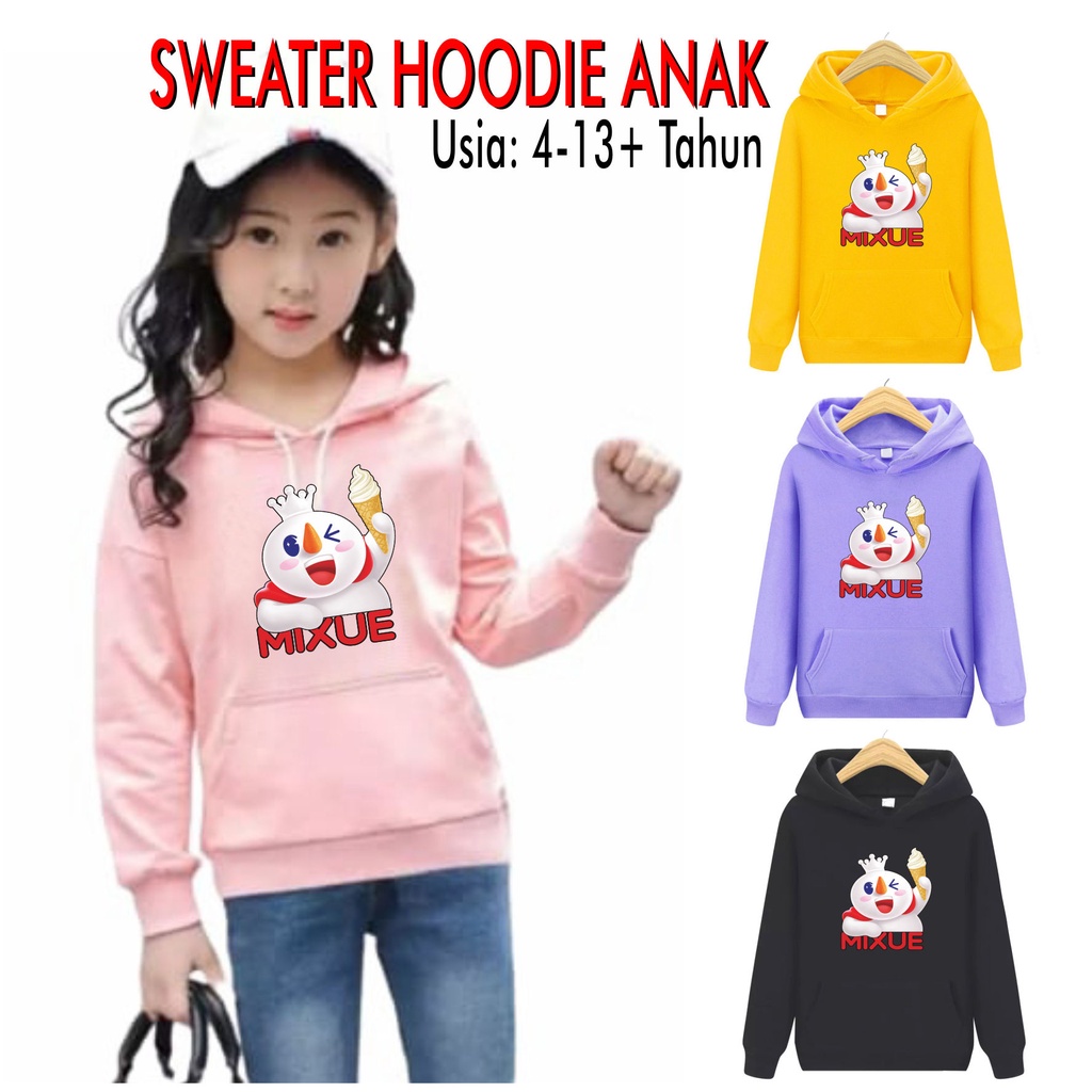 FenishaStore MIXUE ICE CREAM  Sweater Hoodie Anak-Anak Terbaru Usia 4-13+Tahun Bisa Bayar Ditempat COD