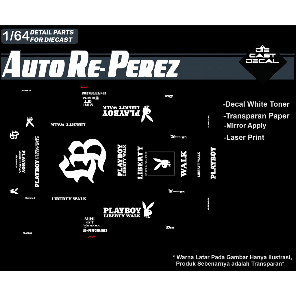 [WHITE TONER] DECAL HOTWHEELS WHITE TONER  AUTOREPEREZ - LIVERY LIBERTY WALK