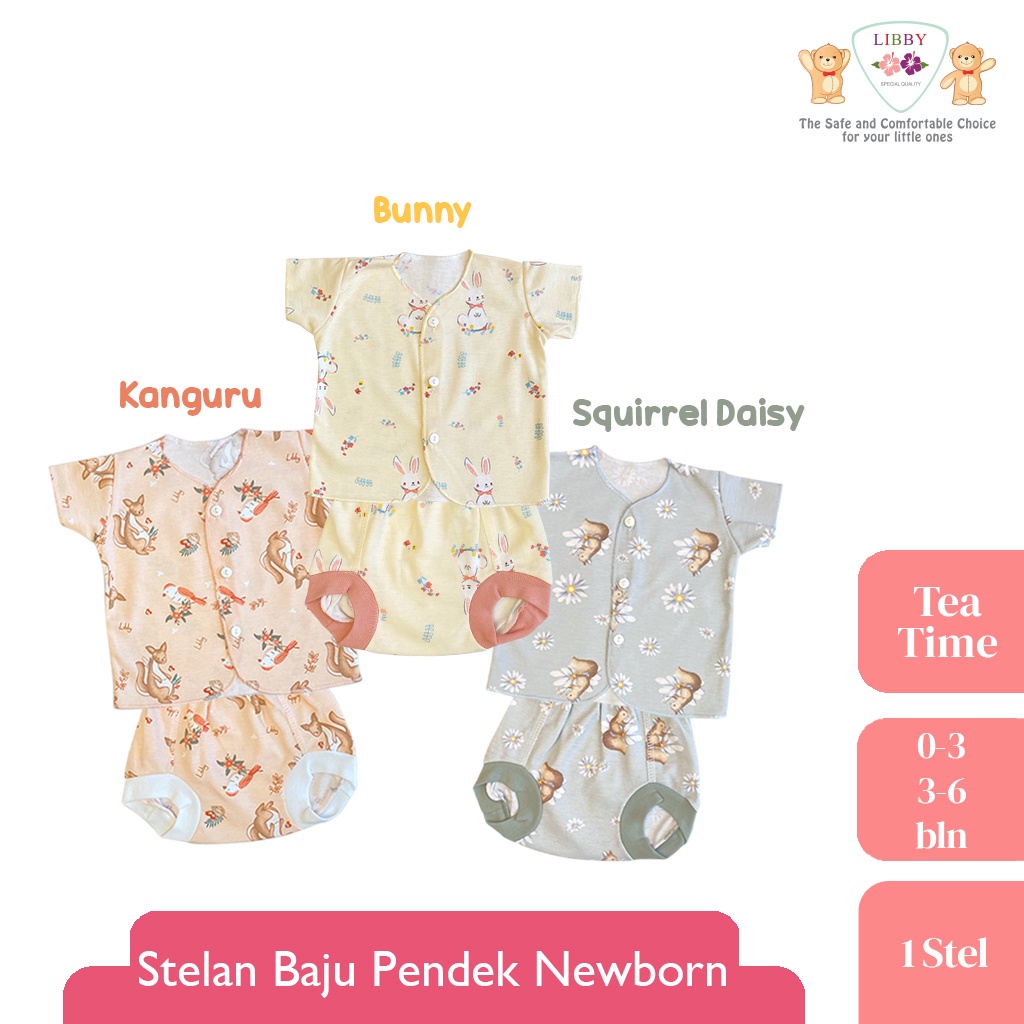 LIBBY Stelan Baju Pendek - Celana Pop Newborn (1 stel)