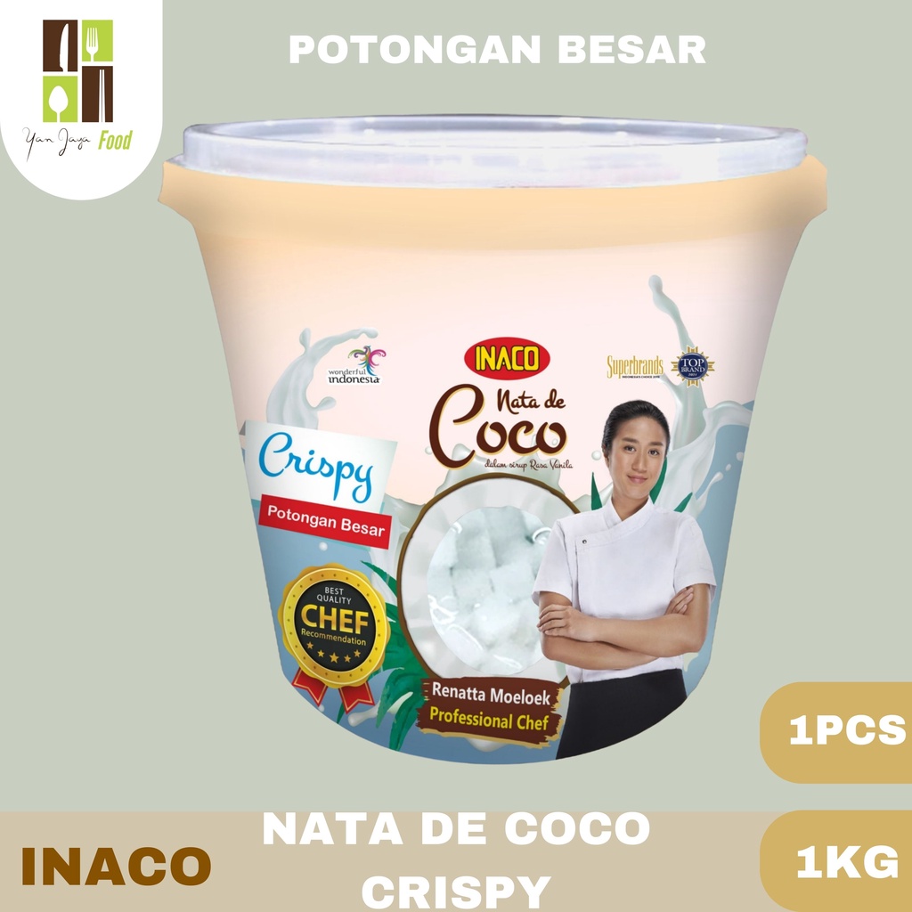 Inaco Nata De Coco Crispy Potongan Besar / Potongan Kecil  / Ember 1 Kg 1 PCS