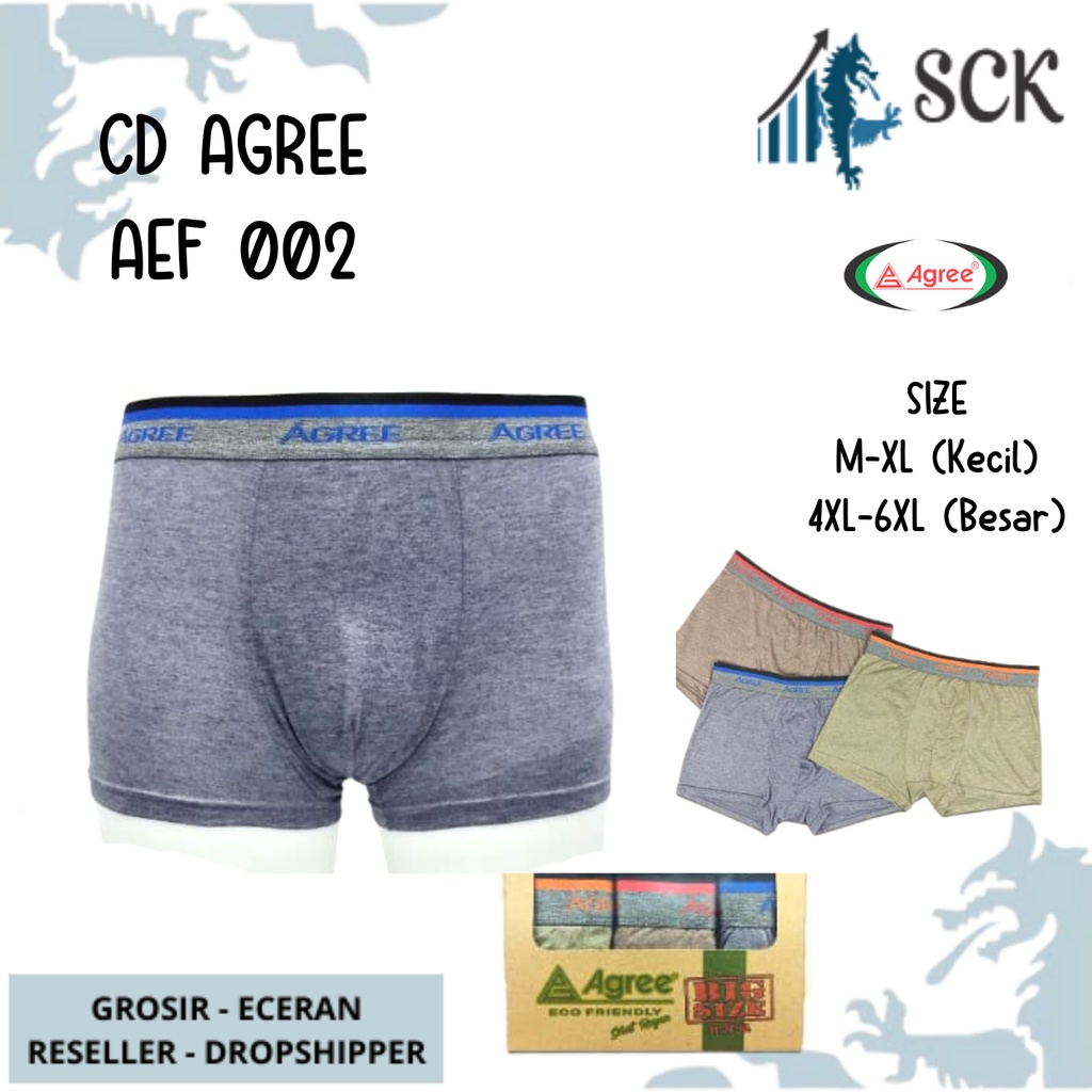 [ISI 3] Celana Dalam Olahraga Pria AGREE AEF 02 / CD Agree AEF02 Pinggang Karet MODEL BOXER Sport  / Pakaian Dalam Cowok - sckmenwear GROSIR