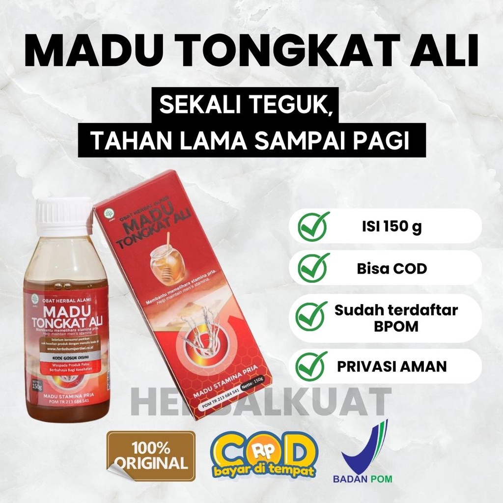 

Madu Tongkat Ali Herbal Penambah Stamina Pria Dewasa & Tahan Lama Sudah B POM Gratis Ongkir Bisa COD