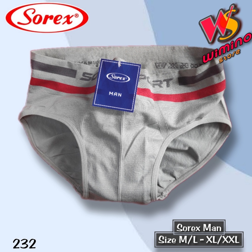 W232 (2-4 pcs) Sorex Celana Dalam Pria Segitiga, Celana Dalam Laki Laki Sorex Size M Sampai XXL