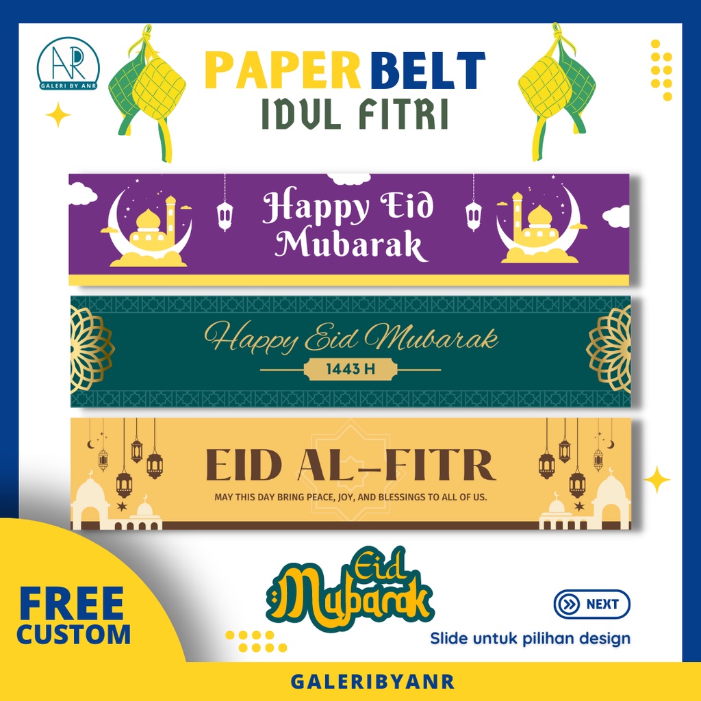 

D39 Paper Belt idul fitri custom | Sabuk toples lebaran Sabuk belt Pita idul fitri Eid Mubarak ramadhan hari raya bulan puasa