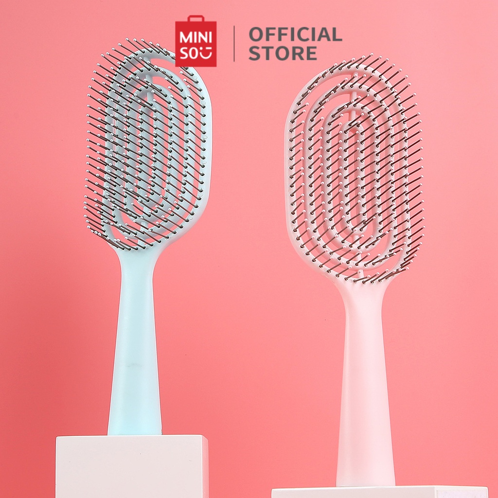 Miniso sisir rambut mini portabel vertikal membersihkan diri scalp massager sisir kecil anti kusut r