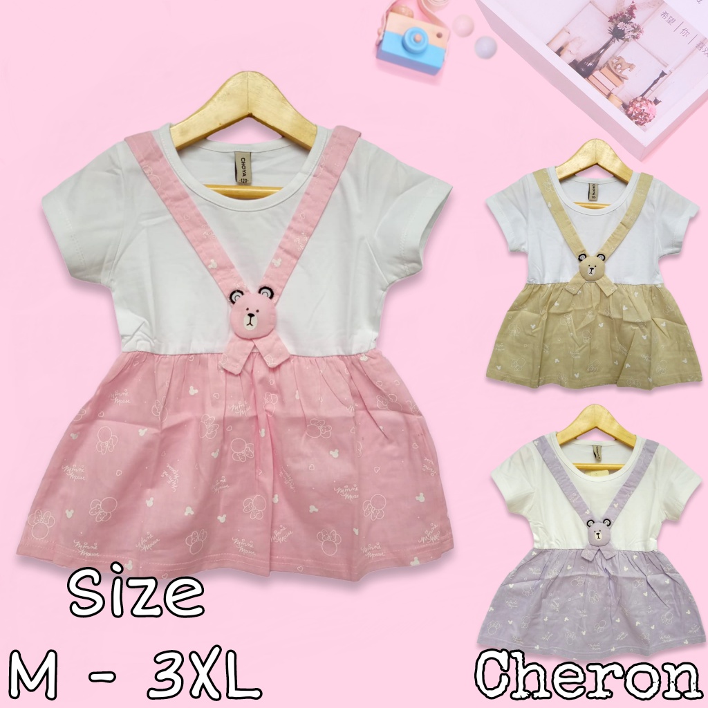 CHERON 23155 - Dress Bayi Perempuan Import Style Korea Usia 0 Sampai 6 Bulan Dres Anak Cewek NewBorn