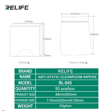 Kain Pembersih Kaca LCD RELIFE RL-045 Kain Anti Debu