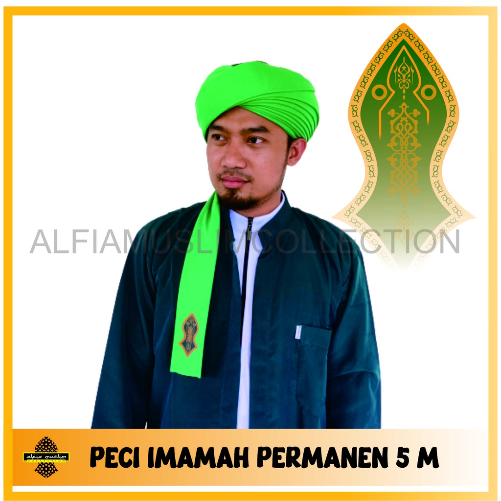 Peci Imamah Permanen Rida Panjang 5 Meter Imamah Langsung Pakai Sorban imamah Permanen TERBARU