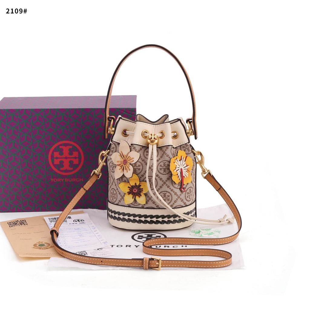 T Flower Bralded Mini Bucket Bag's Gold Hardware TC2109