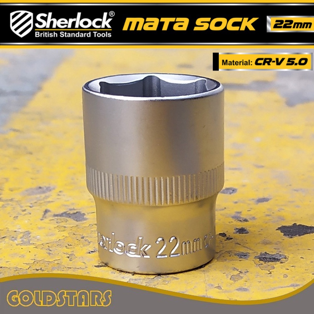 Kunci Shock 22 mm 6 PT Original Sherlock Mata Sok/Sock 1/2 inch