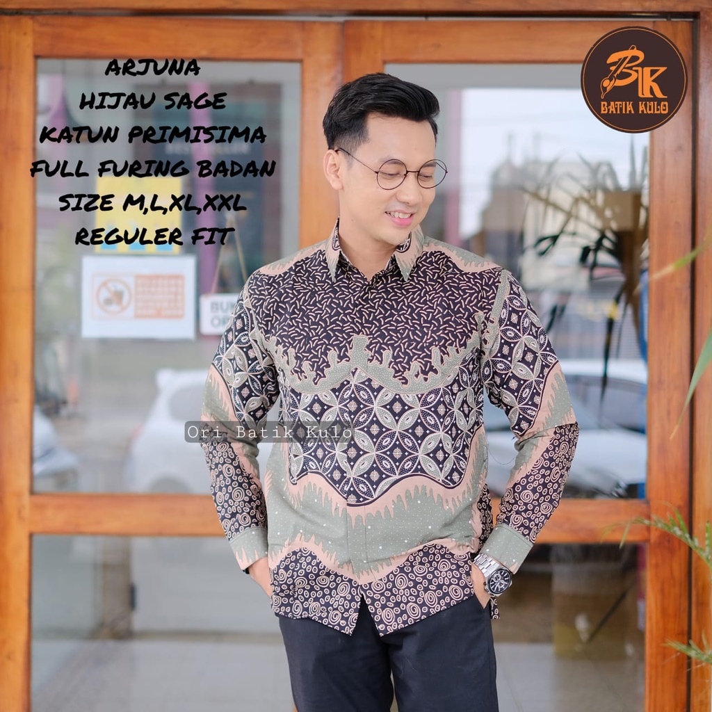 Baju Batik Pria Lengan Panjang Pendek HIJAU SAGE GREEN TERBARU Ori Kulo