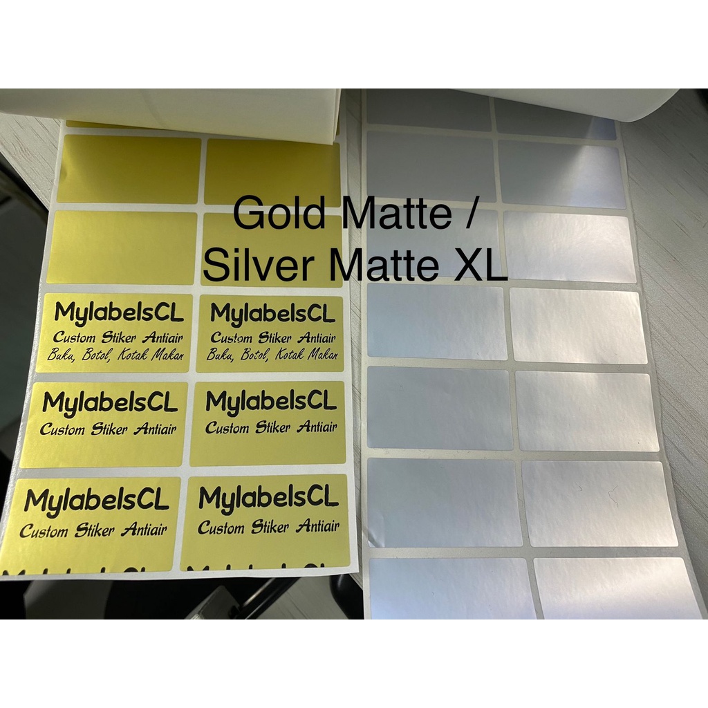 

Silver Gold Matte Stiker Produk Label Waterproof Name Product Sticker Anti Air Anti Sobek Emas