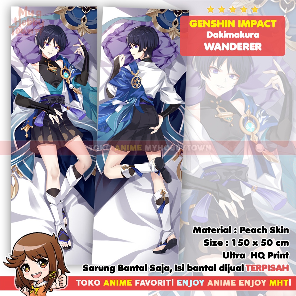 Sarung Bantal Anime Dakimakura Genshin Impact : Wanderer