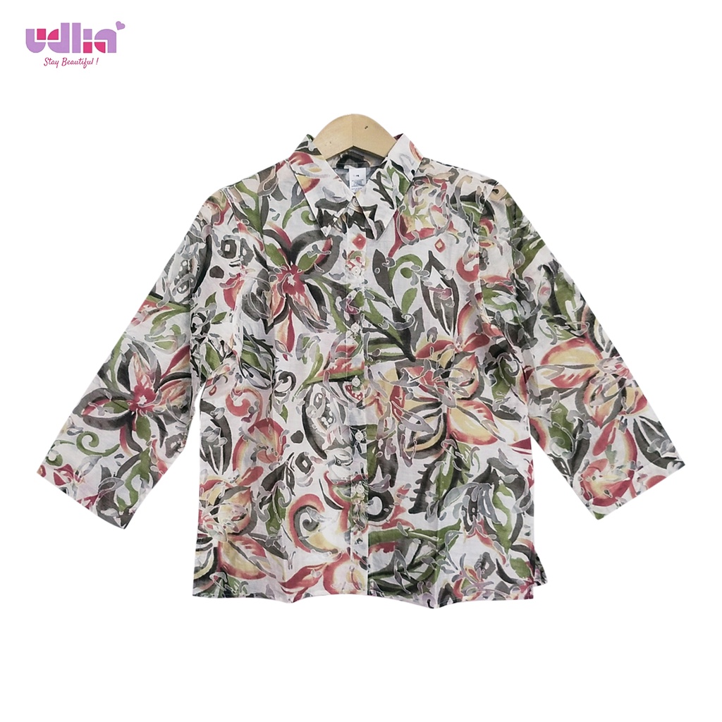 Udlia Atasan Wanita Blouse Wanita Kemeja Wanita Floral Jaring S M L XL