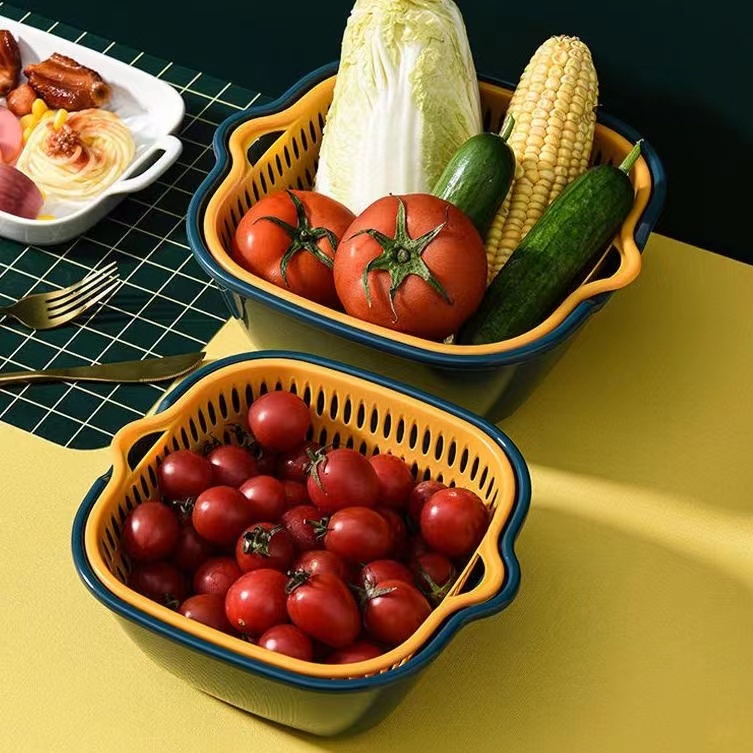 GP [KECIL] Baskom pencuci atau Pengering Sayuran Buah Saringan Multifungsi Peniris Air / Wadah Peniris Cuci Sayur Buah