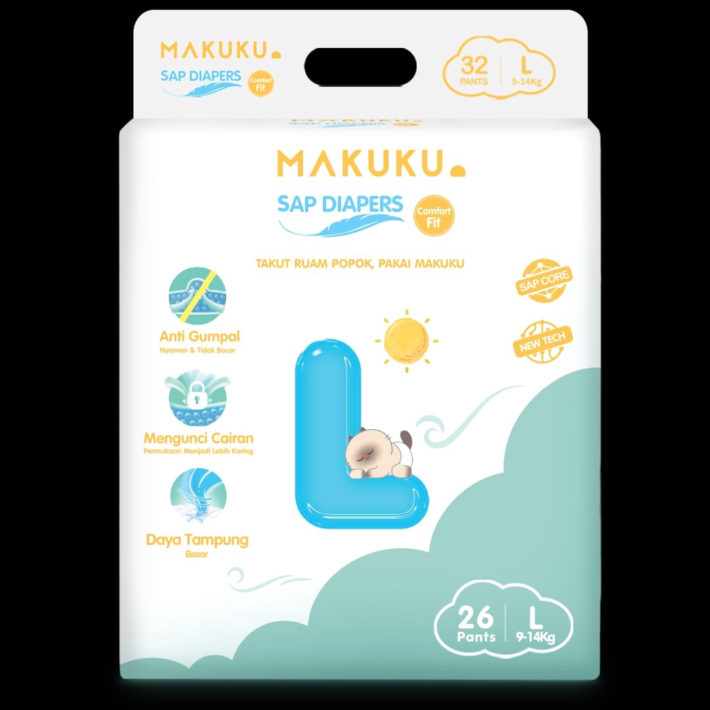 Makuku SAP Diapers Comfort Fit Pants NB32/S30/M28/L26/XL24/XXL22