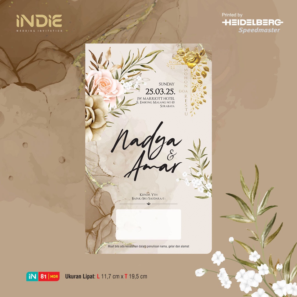 Undangan Nikah Cetak Desain Aesthetic Rustic Elegant Mewah dan Unik