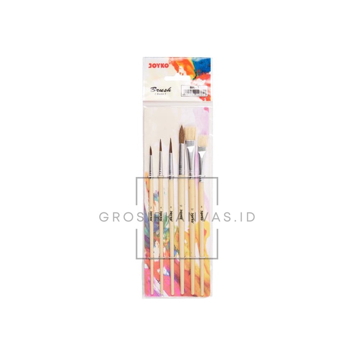 

Grosir Kuas Lukis Cat Air Minyak Akrilik Poster Joyko BR-1 - Watercolor Acrylic Paint Brush 1 Set Isi 6 Buah