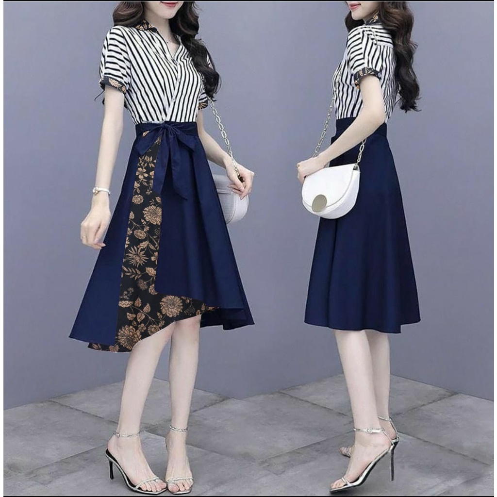 [HNFK] Dress Fomila / Dress Korea / Dress Wanita / Baju Dress Wanita Motif Terbaru 2023 / Dress Mewah Simple Terbaru