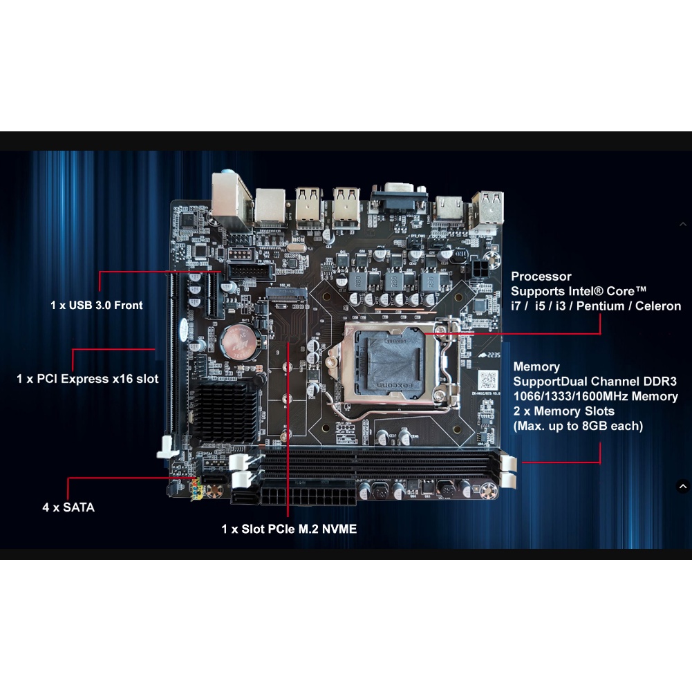 Motherboard Venom Rx H61 Socket 1155 SUPPORT M.2 NVME