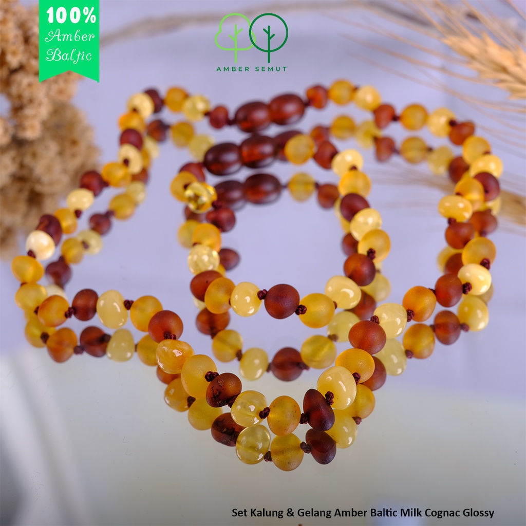 PROMO FREE GELANG AMBER - Kalung Amber Baltic Bayi dan Anak Milk Cognac by AMBER SEMUT