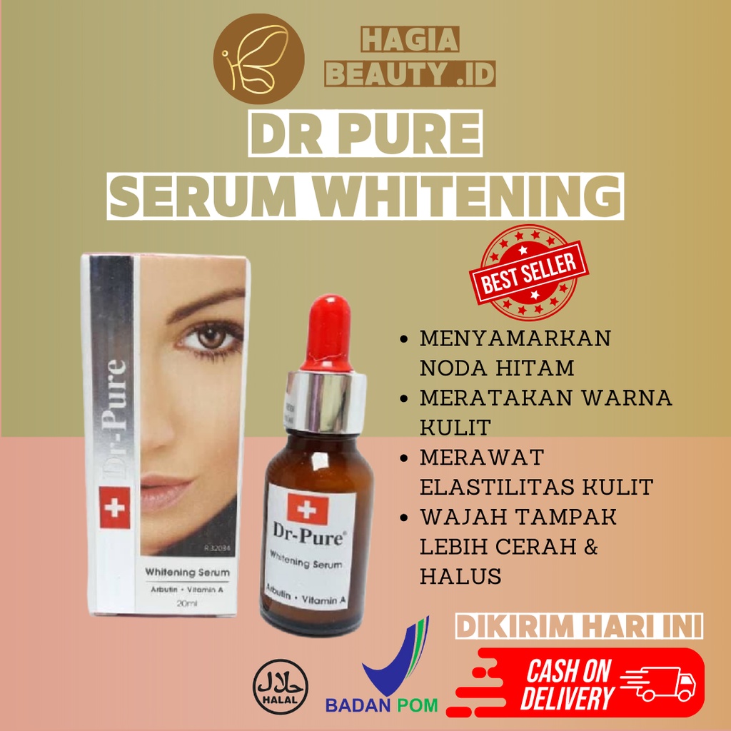 ORIGINAL BPOM - DR PURE WHITENING SERUM FLEK, MENCERAHKAN, MERATAKAN KULIT WAJAH