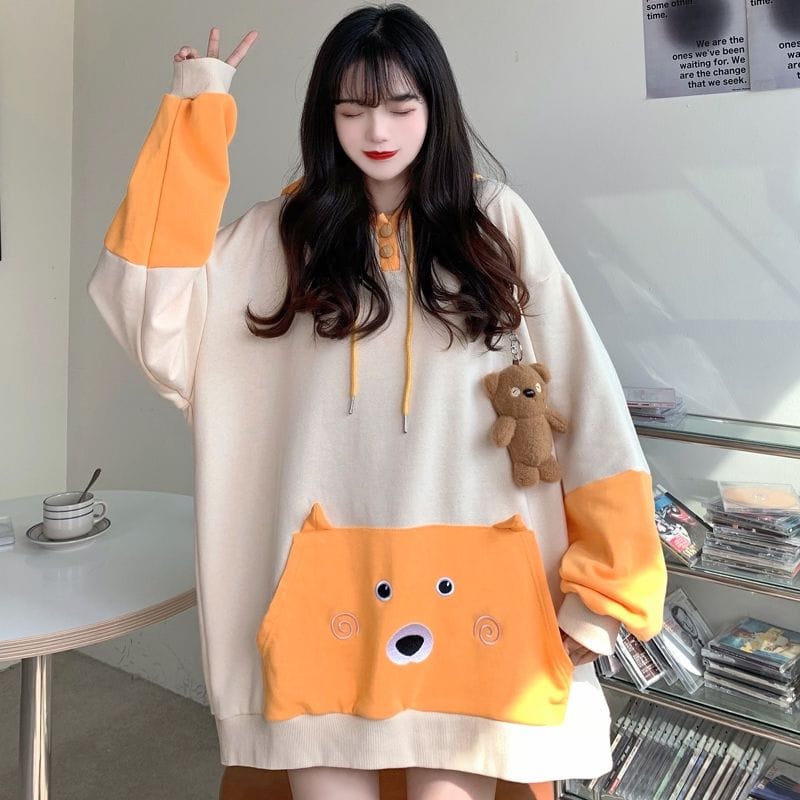 SWEATER Bordier PEPI BEAR HOODIE OVERSIZE WANITA | SWEATER BIGSIZE HOODIE OVERSIZE LUCU KOREAN STYLE