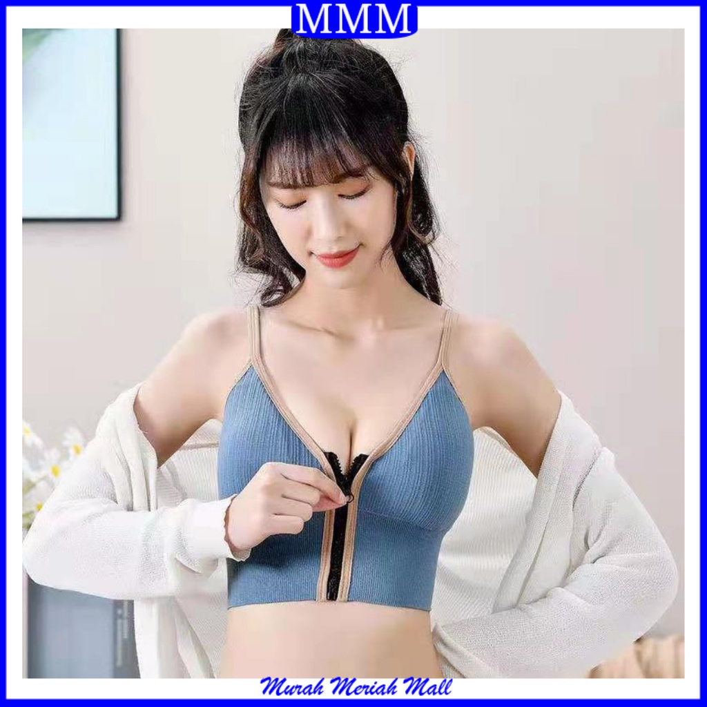 MMM Tank Top Yoga Wanita 6404 Bra Fashion Tanpa Kawat Elastis Pakaian Dalam Wanita Resleting