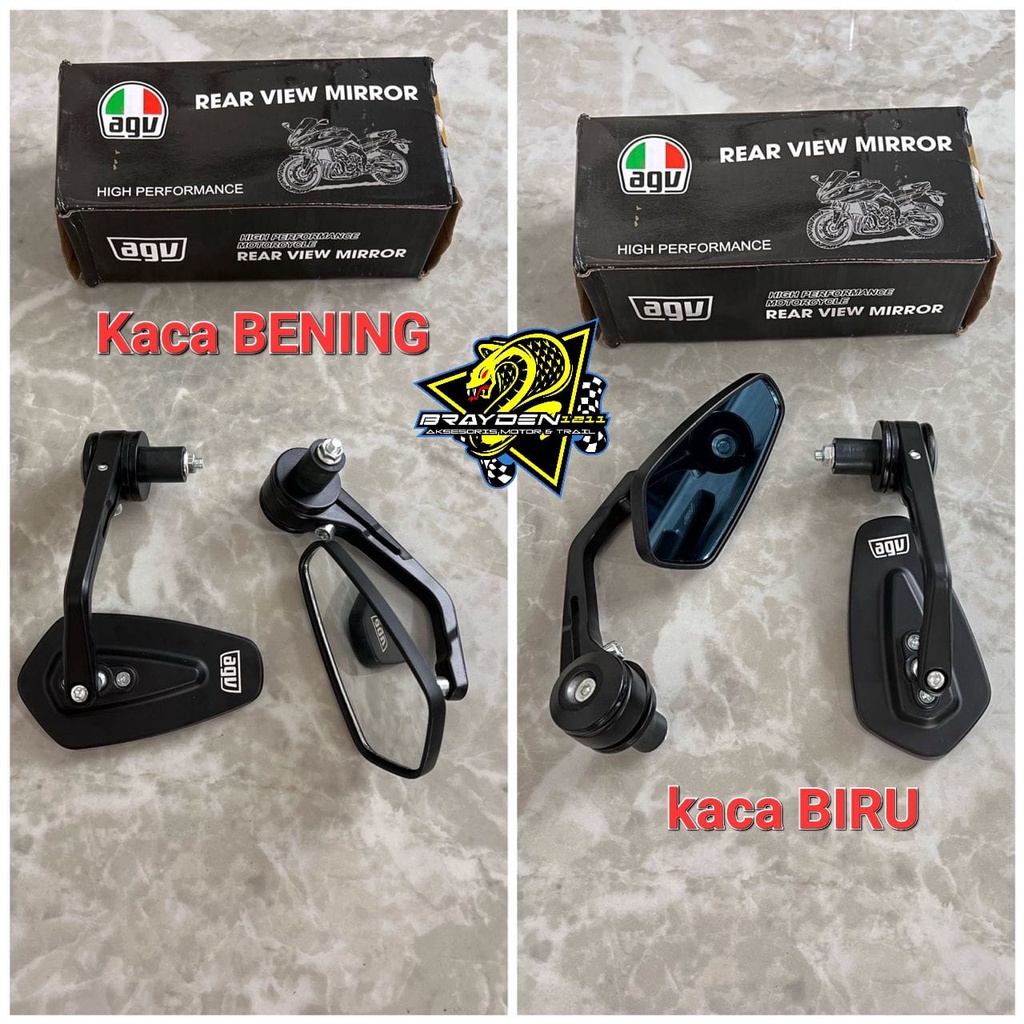 Spion bar end agv oval kaca biru dan putih