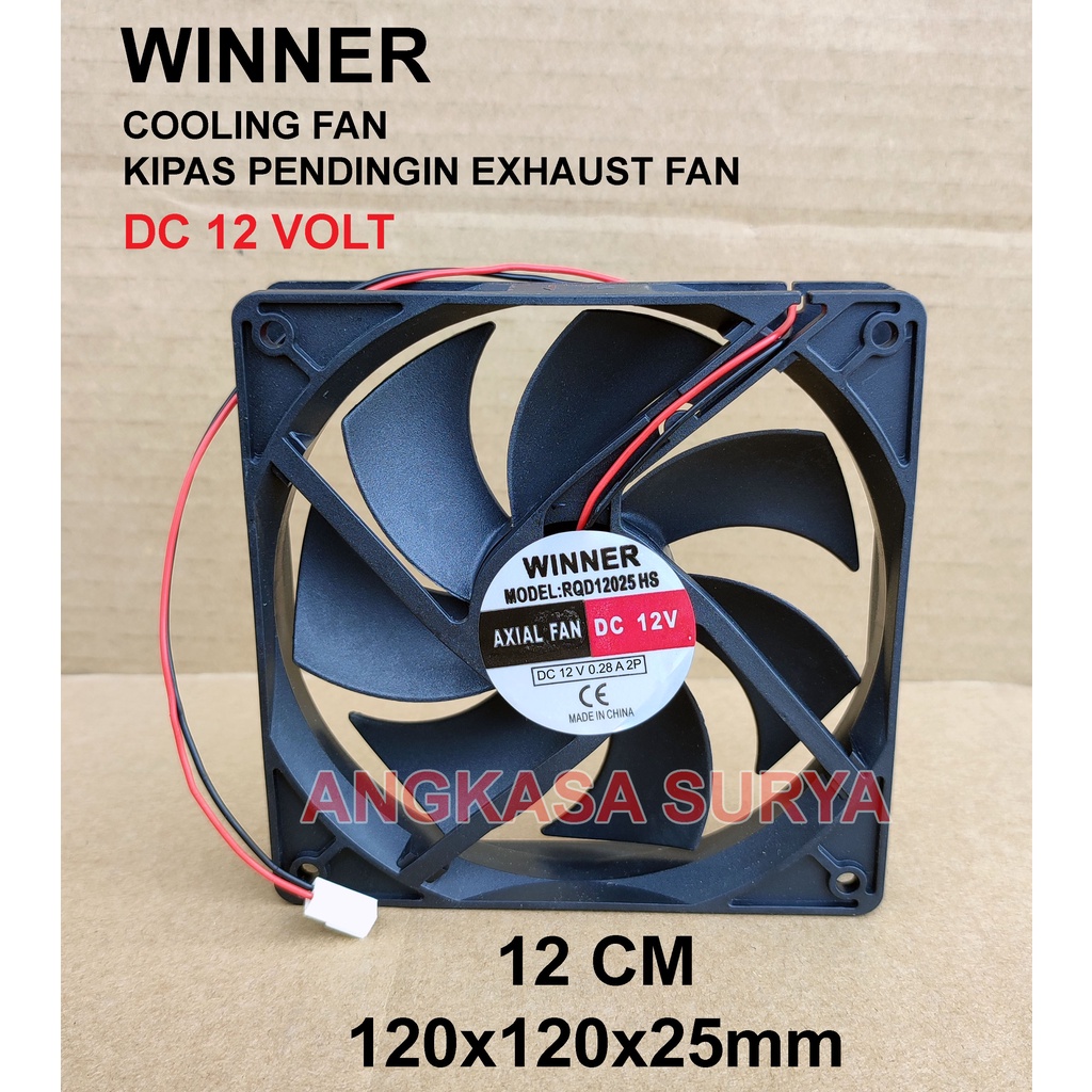 Fan DC 12v 12cm 12x12 12 volt WINNER Cooling Fan / Exhaust Fan Kipas 12volt 12 cm