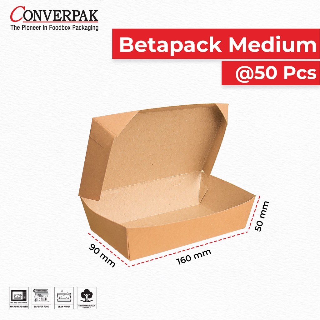 Paper Lunch Box Betapack Kraft Medium/Food Grade/Eco-Friendly/50pcs
